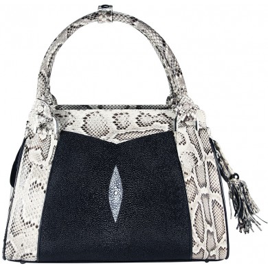 Genine python and stingray leather bag JSNB025PT-ST Natural / Black
