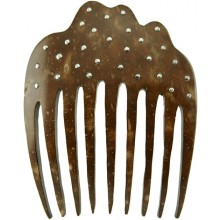 Coconut shell with sterling silver inlay comb CCOMB01S