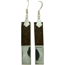 Coconut shell with sterling silver inlay earrings E912