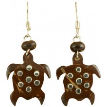 Coconut shell with sterling silver inlay earrings E931