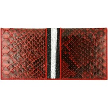 Genuine python and stingray leather wallet LD-SN-008 Burgundy / Black