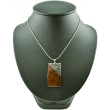 Coconut shell with sterling silver inlay necklace N117