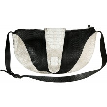 Genuine python and crocodile leather bag PYTCRBAG01 Black / Natural