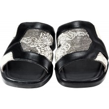 Genuine lizard and cow leather sandals SANDAL14LIZ Black / Natural