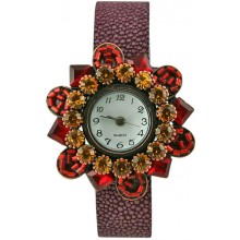 Fashion watch & stingray leather watch band STWAB1889-3 Burgundy