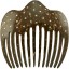 Coconut shell with sterling silver inlay comb CCOMB02L