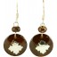 Coconut shell with sterling silver inlay earrings E932