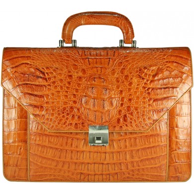 Genuine alligator leather briefcase AL046 Tan