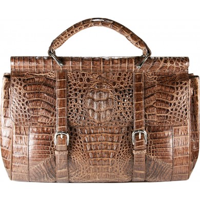 Genuine alligator leather bag / briefcase BCM547 Brown