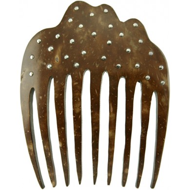 Coconut shell with sterling silver inlay comb CCOMB01S