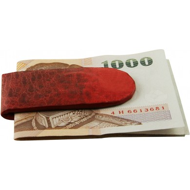 Genuine frog / toad leather money clip FROGMCLIP01 Red