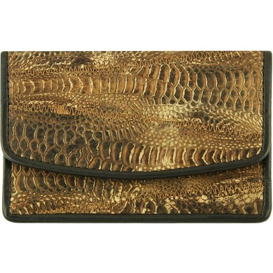 Genuine chicken / hen leather card holder HCC208 Brown