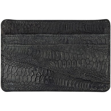 Genuine chicken / hen leather card holder HCC210 Black