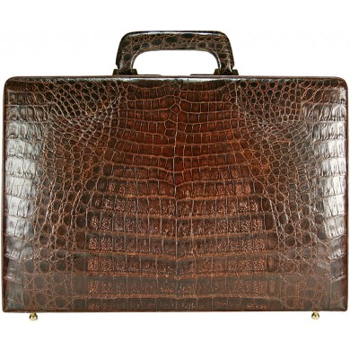 Genuine alligator leather attache case JB009B-G Brown