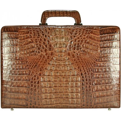 Genuine alligator leather attache case JBCP-S Brown
