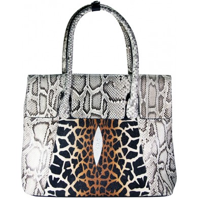 Genuine python and stingray leather bag JSNB055PT-ST Natural / P030