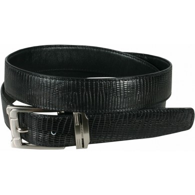 Genuine lizard leather belt LIZ102 Black