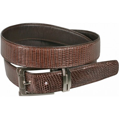Genuine lizard leather belt LIZ102 Brown