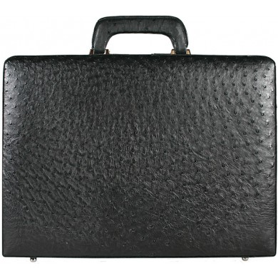Genuine ostrich leather attache case OS044-01 Black