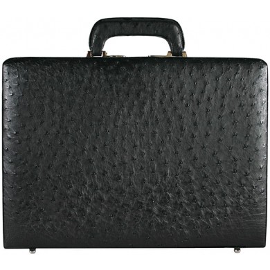 Genuine ostrich leather attache case OS044-02 Black