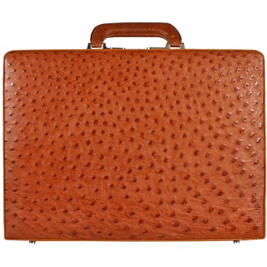 Genuine ostrich leather attache case OS044-02 Peanut