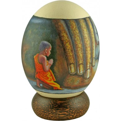 Genuine ostrich hand painted egg OSEGG002PT-01