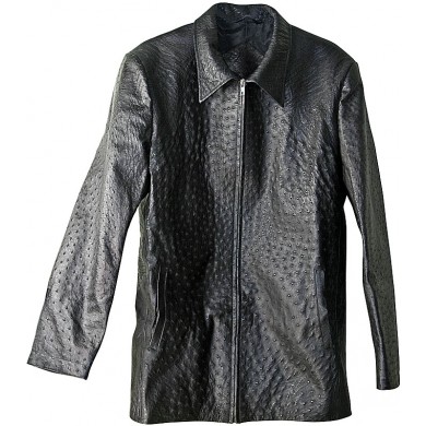 Genuine ostrich leather jacket OSJACKET01 Black