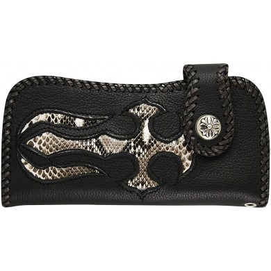 Genuine python and cow leather wallet PTWLF295 Black / Natural