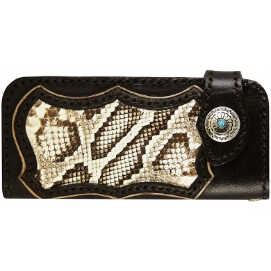Genuine python and cow leather wallet PTWLF821 Brown / Natural