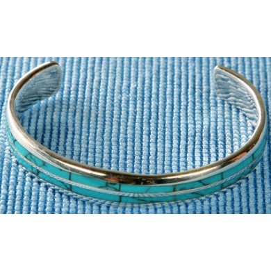 Sterling silver bangle with turquoise inlay SBANGLE001