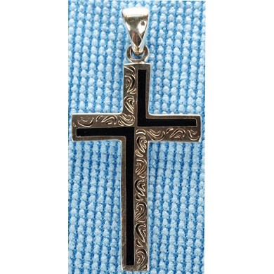 Sterling silver cross with onyx inlay SCROSS001-1