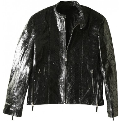 Genuine python snake leather jacket SNJACKET03PT Black