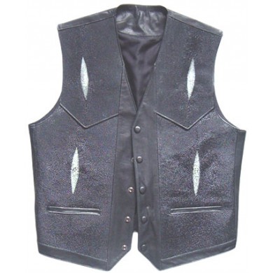 Genuine stingray leather vest STV001 Black