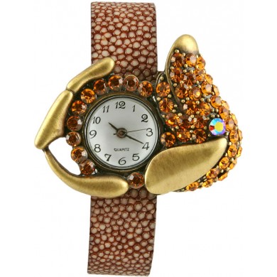 Fashion watch & stingray leather watch band STWAB1890-3 Cognac