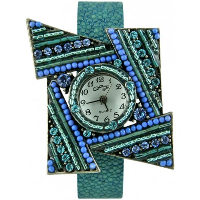 Fashion watch & stingray leather watch band STWAB2081 Sky Blue
