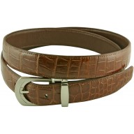 Genuine crocodile leather belt 102AMT Brown