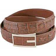 Genuine alligator leather belt 102CKP-PL Brown
