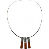 Silver necklace & three coconut pendants CN109E