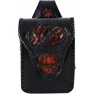 Genuine crocodile and cow leather belt bag CRP665 Black / Brown
