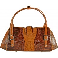 Genuine alligator and sea snake leather bag ISALB444 Brown