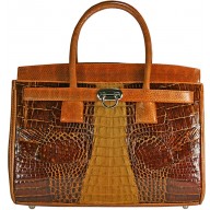 Genuine alligator and snake leather bag ISALB666 Brown