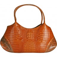 Genuine alligator and sea snake leather bag ISALB881 Tan
