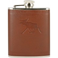 Genuine moose leather covered flask MOOSEFL476 Brown