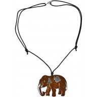 Coconut with silver inlay necklace N104