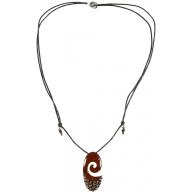 Coconut with silver inlay necklace N108