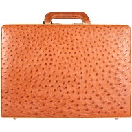 Genuine ostrich leather attache case OS044-01 Peanut