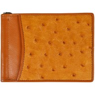 Genuine ostrich leather money clip OS2392A Tan