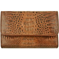 Genuine alligator leather long wallet PCM814 Brown