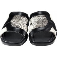 Genuine lizard and cow leather sandals SANDAL14LIZ Black / Natural