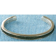 Sterling silver bangle/stingray leather inlay SBANGLE003S Black